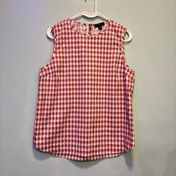 J. Crew Tops - ⭐️ 3/$21 ⭐️ J. Crew Women’s Red Pink Sleeveless Geometric Boxy Blouse Size 10